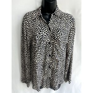ZARA Button Down Animal Print Blouse Shirt Size XS Silky Smooth Formal 90s Retro